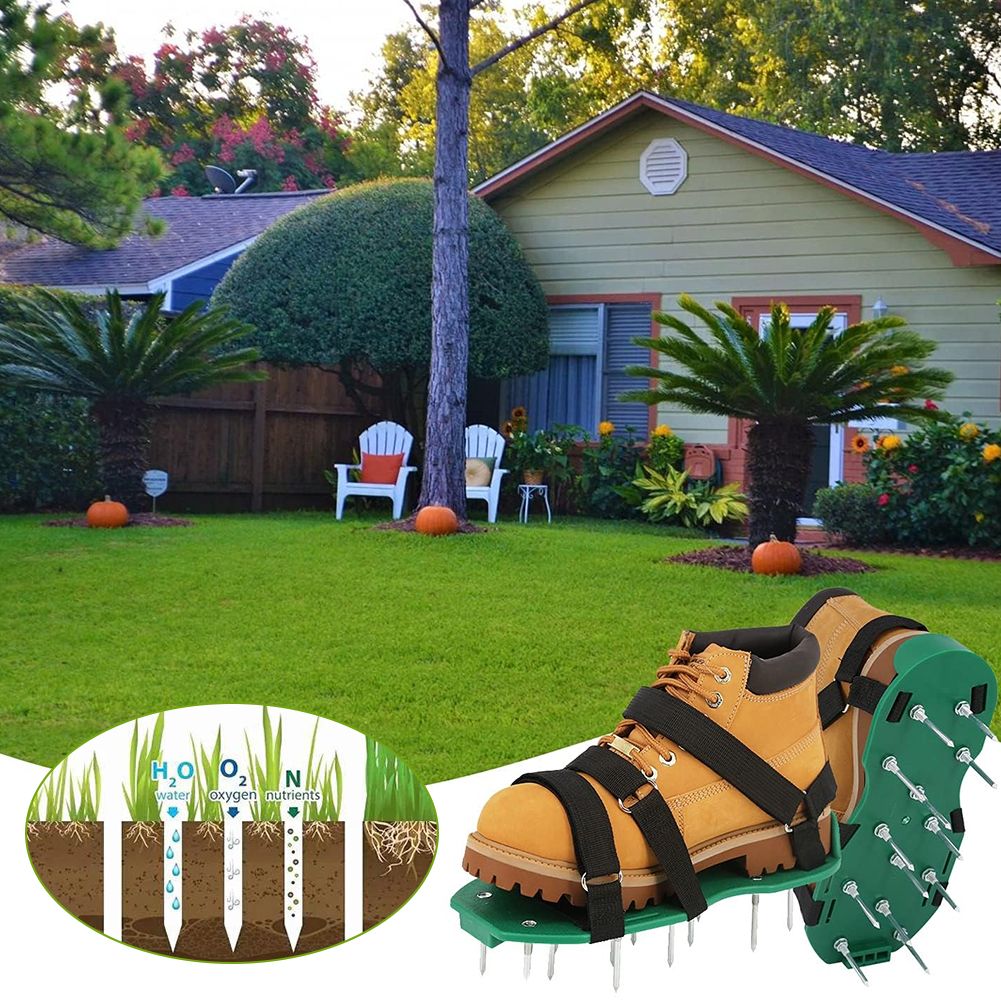 Gardening Soil Loosening Shoe Equipment Garden Lawn Aerator Shoes Garden Yard Grass Cultivator Scarification Nail Tool Lawn Aerator Spikes Shoes Garden Tools