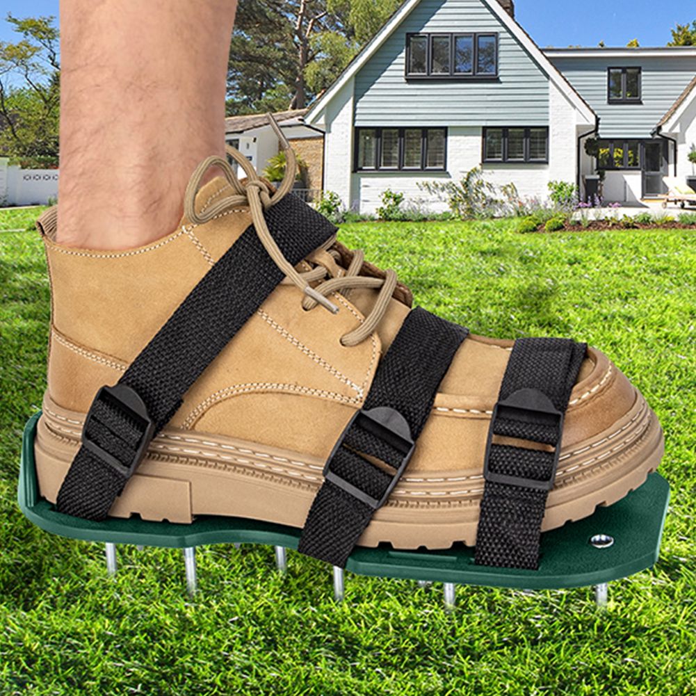 Gardening Soil Loosening Shoe Equipment Garden Lawn Aerator Shoes Garden Yard Grass Cultivator Scarification Nail Tool Lawn Aerator Spikes Shoes Garden Tools