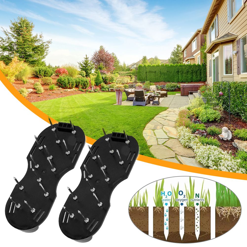 Gardening Soil Loosening Shoe Equipment Garden Lawn Aerator Shoes Garden Yard Grass Cultivator Scarification Nail Tool Lawn Aerator Spikes Shoes Garden Tools