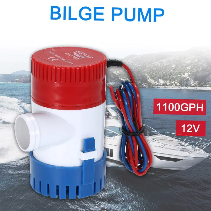 Non-Automatic 12V Electric Pump 1100GPH Marine Bilge Submersible Boat Water Pump for Ponds Pools Boats RVs - Reliable Corrosion-Resistant