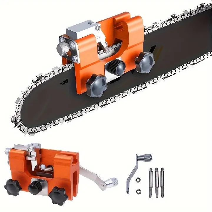 3pcs Grinding Stone Portable Chainsaw Sharpener Sharpening Jig Kit Hand-Cranked Sharpening Tool for 4-22 inches Chain Saws Electric Saws