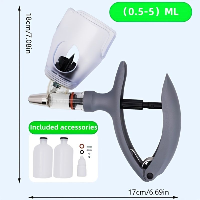 2ml /5ml Automatic Veterinary Dose Syringe Gun Set Continuous Syringe Animal Injection Adjustable Vaccine for Livestock Pig Cattle Sheep