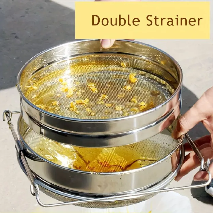 Reusable Sieve Honey Coarse Mesh Double-Layer Honey Strainer Stainless Steel Screen Bilayer Honey Net Filters Beekeeping Bee Tools