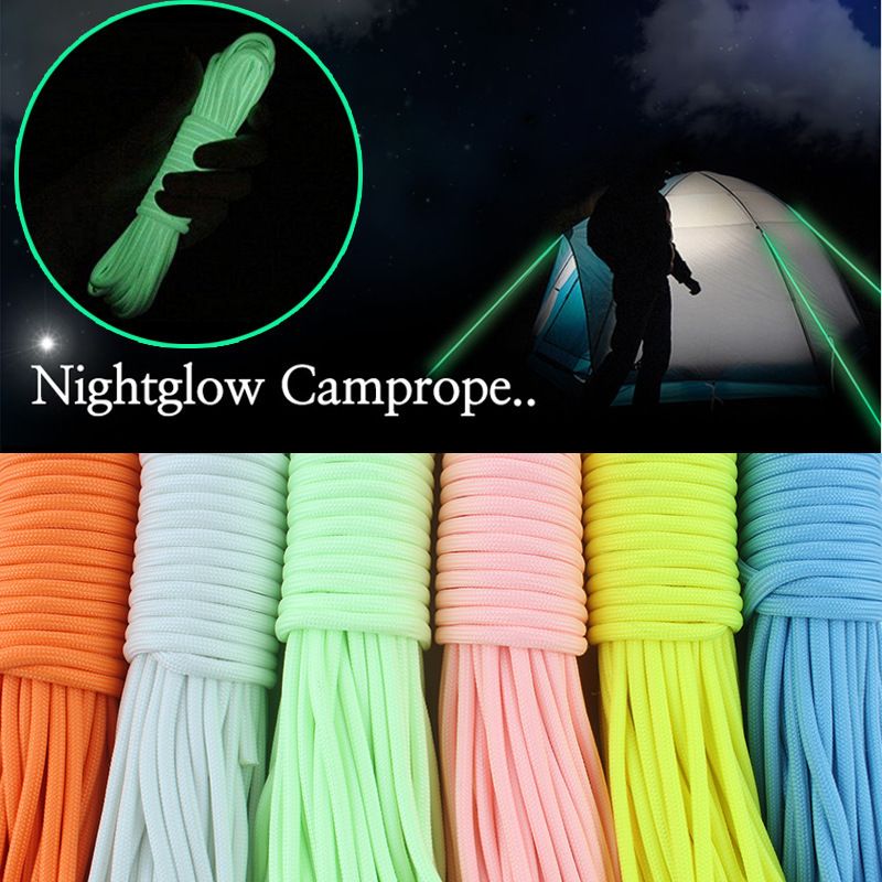 1pc 9-core 20M Night Luminous Paracord 20 Meters Glow In The Dark Cord For Outdoor Binding Reflective Tent Guyline Ropes for Windproof Awning and Canopy Secure Line