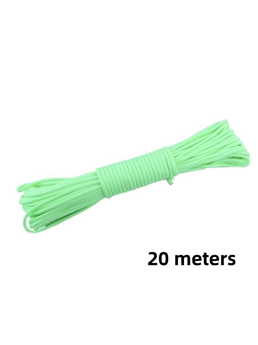 1pc 9-core 20M Night Luminous Paracord 20 Meters Glow In The Dark Cord For Outdoor Binding Reflective Tent Guyline Ropes for Windproof Awning and Canopy Secure Line