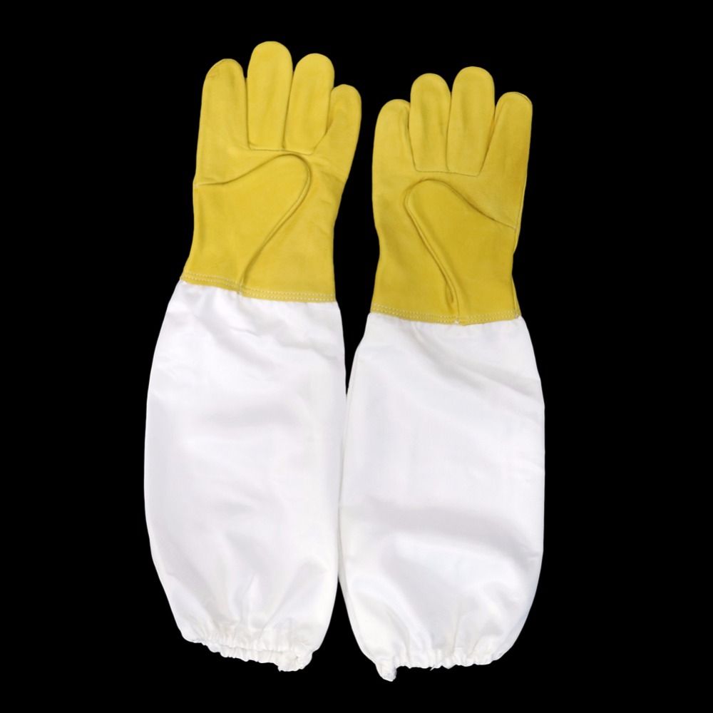 2 Pairs Anti-bee Gloves Beekeeping Protective Gloves Artificial Leather Polyester Cotton Gloves Beekeeper Equipment