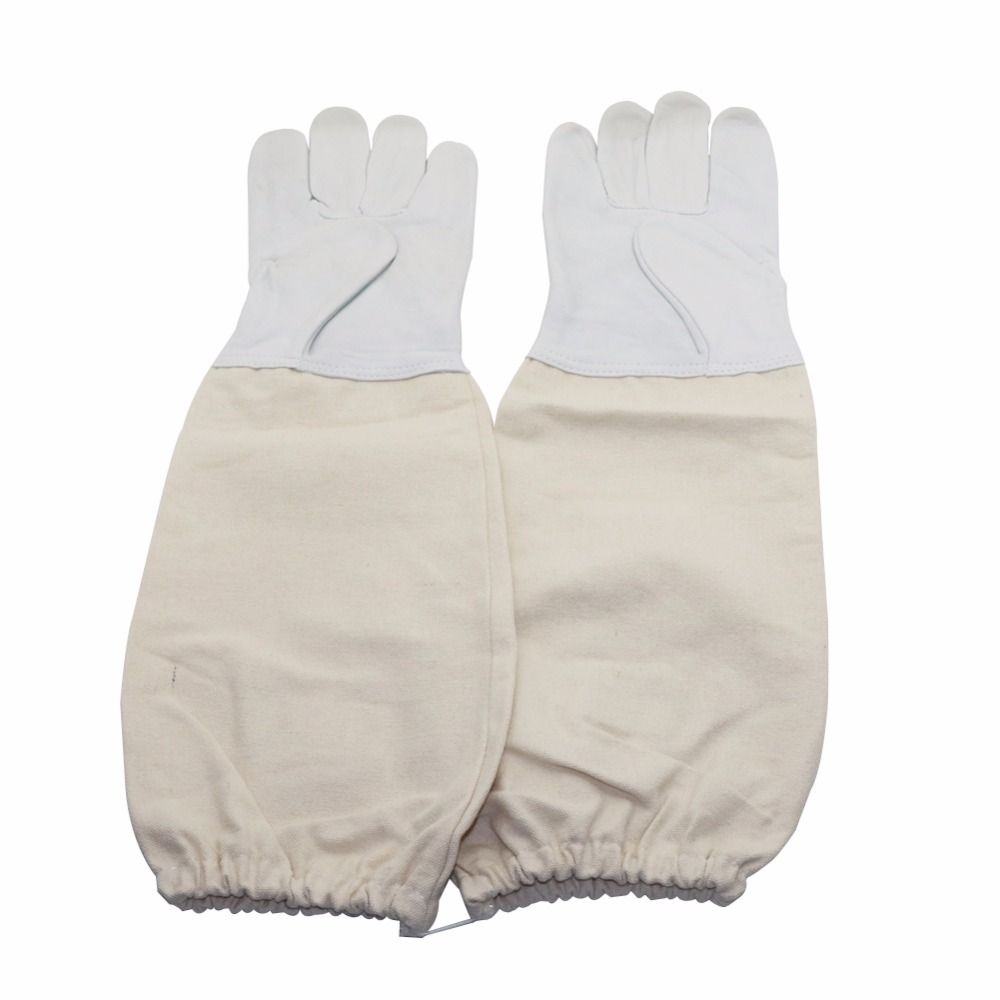 2 Pairs Anti-bee Gloves Beekeeping Protective Gloves Artificial Leather Polyester Cotton Gloves Beekeeper Equipment