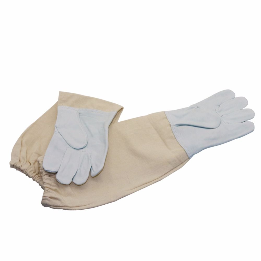 2 Pairs Anti-bee Gloves Beekeeping Protective Gloves Artificial Leather Polyester Cotton Gloves Beekeeper Equipment