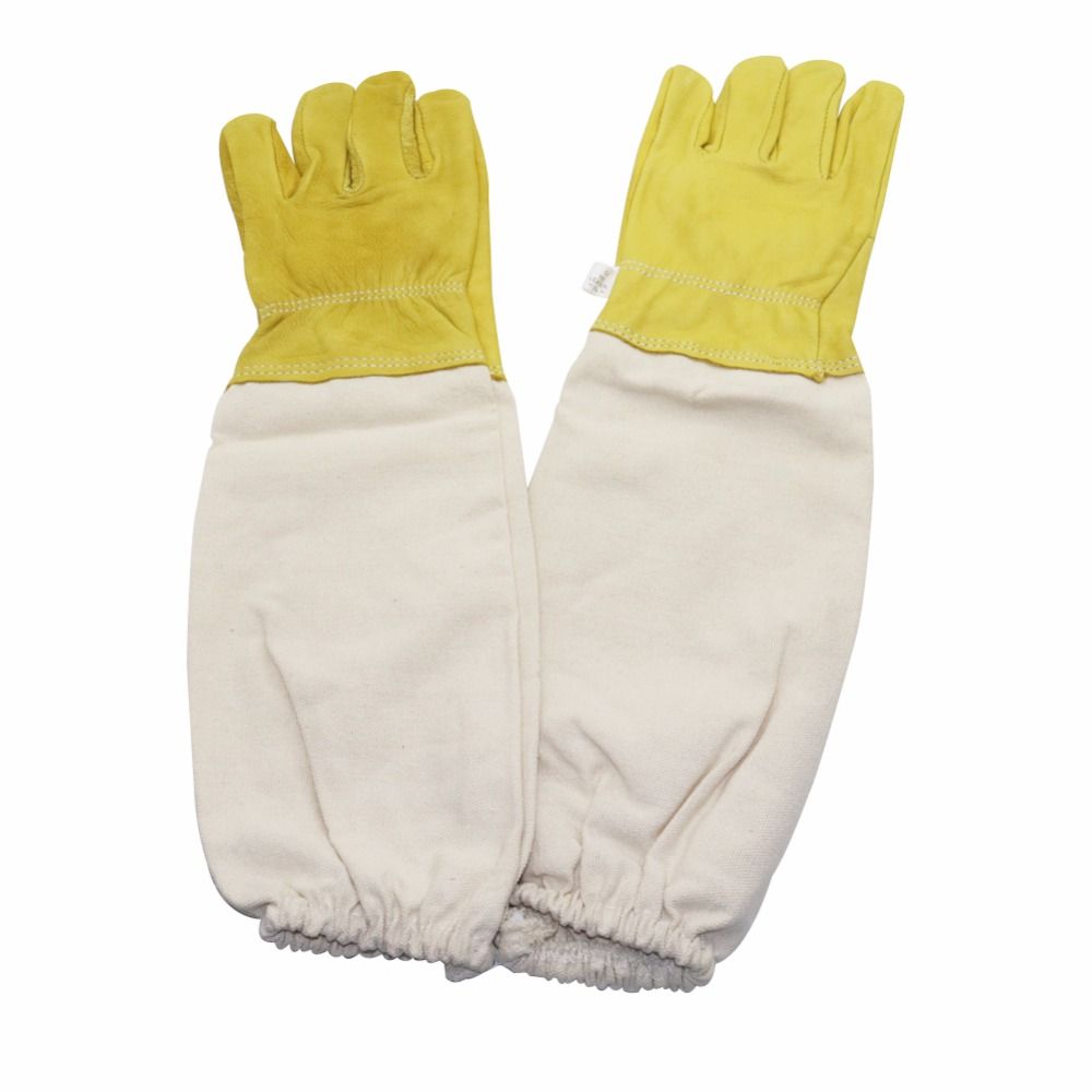 2 Pairs Anti-bee Gloves Beekeeping Protective Gloves Artificial Leather Polyester Cotton Gloves Beekeeper Equipment