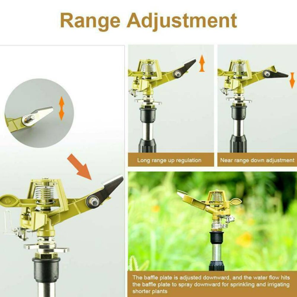 Garden Sprinklers 360 Degree Adjustable Rotate Sprinkler Lawn Irrigation Metal Spiked Impulse Quick-Release 1/2" Hose Connector Ideal for Lawn & Flower Watering