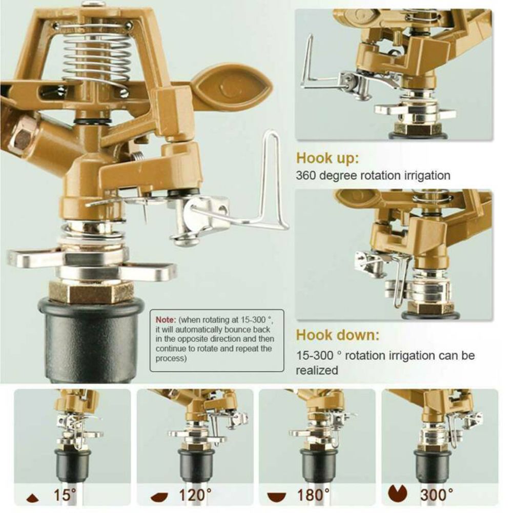 Garden Sprinklers 360 Degree Adjustable Rotate Sprinkler Lawn Irrigation Metal Spiked Impulse Quick-Release 1/2" Hose Connector Ideal for Lawn & Flower Watering
