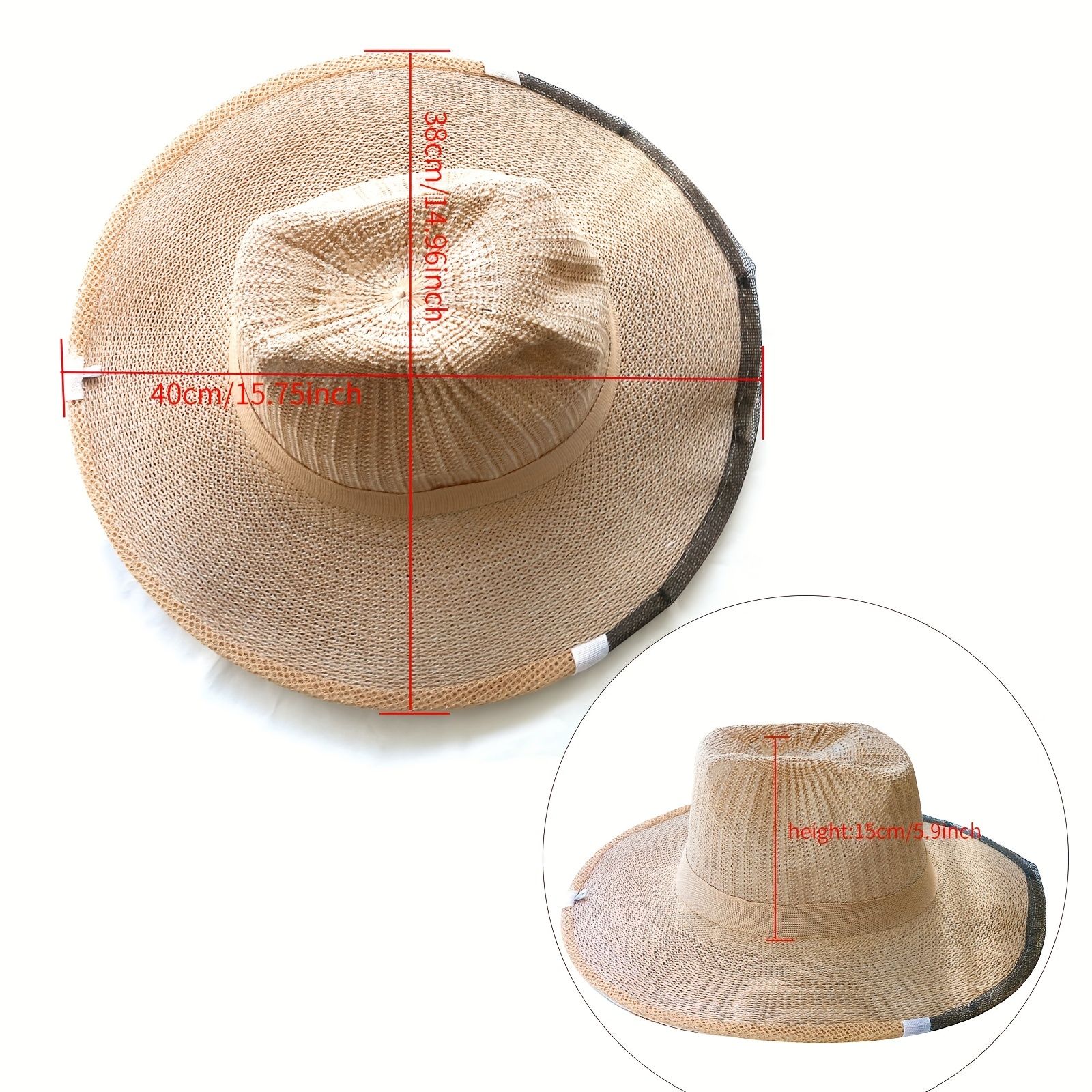 2pcs Set Beekeeper Anti Hat Beehive Beekeeping Cowboy Hat Mosquito Insect Net Veil Head Face Protector Beekeeper Equipment Professional Beekeeping Kit