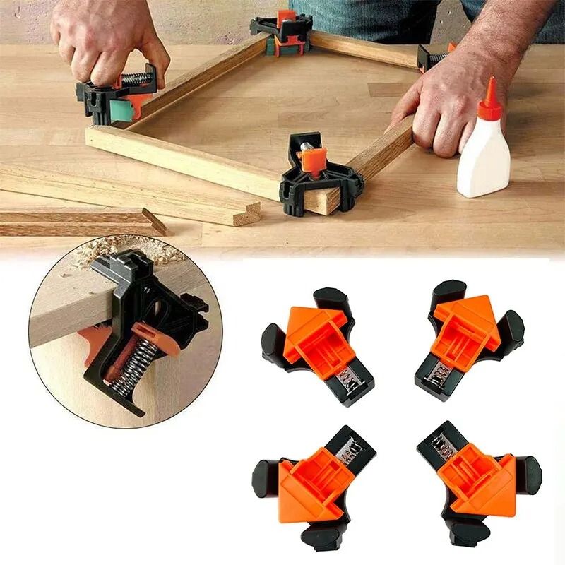 4PCS/Set 90° Woodworking Adjustable Corner Clamps Right Angle Clamp Holder with Adjustable Hand Tools for Woodworking Project Picture Frames