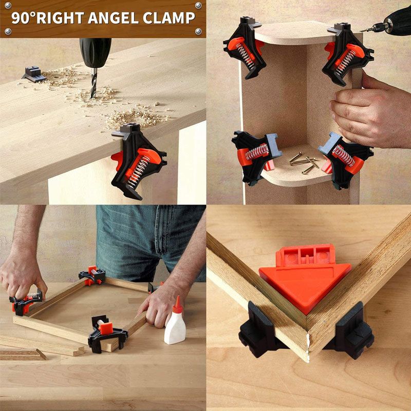 4PCS/Set 90° Woodworking Adjustable Corner Clamps Right Angle Clamp Holder with Adjustable Hand Tools for Woodworking Project Picture Frames