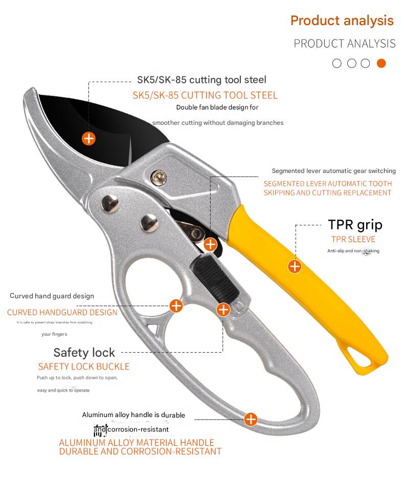 3X Speed Pruning Shears, High Carbon Steel Garden Scissors, Multifunctional Manual Pruning Tools for Fruit Trees, Vegetables, and Flowers, Modern Style, Durable Carbon Steel, for Gardens and Patios