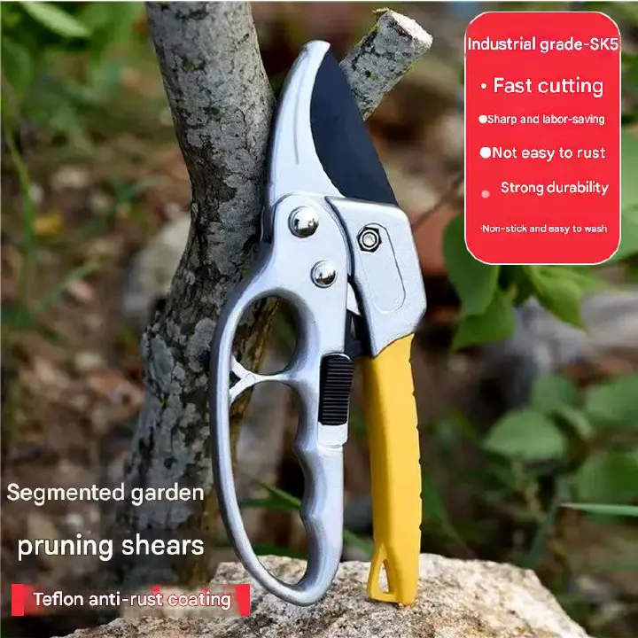 3X Speed Pruning Shears, High Carbon Steel Garden Scissors, Multifunctional Manual Pruning Tools for Fruit Trees, Vegetables, and Flowers, Modern Style, Durable Carbon Steel, for Gardens and Patios