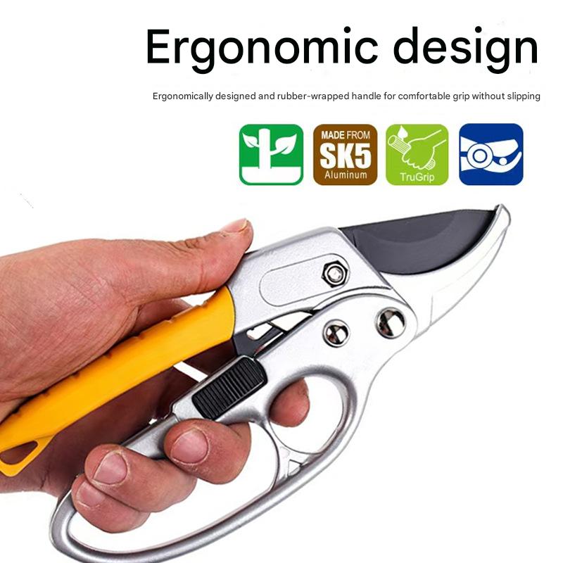 3X Speed Pruning Shears, High Carbon Steel Garden Scissors, Multifunctional Manual Pruning Tools for Fruit Trees, Vegetables, and Flowers, Modern Style, Durable Carbon Steel, for Gardens and Patios