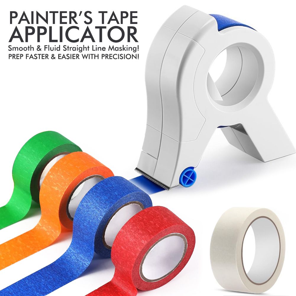 1pc New Painter Masking Tape Applicator Dispenser Machine Adhesive Tape with Tape Cutting Tool for Repair Beautify Crack in Tile Durable ABS Handheld Tape Applicator