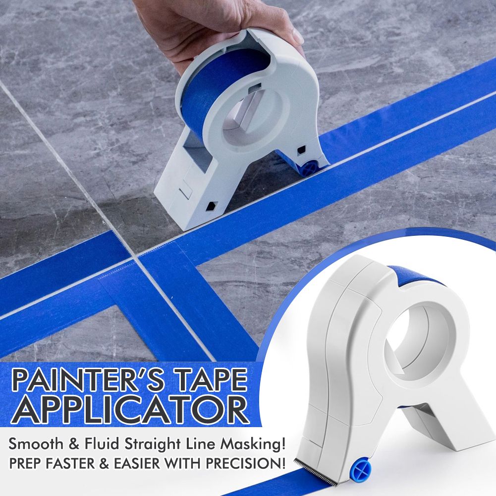 1pc New Painter Masking Tape Applicator Dispenser Machine Adhesive Tape with Tape Cutting Tool for Repair Beautify Crack in Tile Durable ABS Handheld Tape Applicator