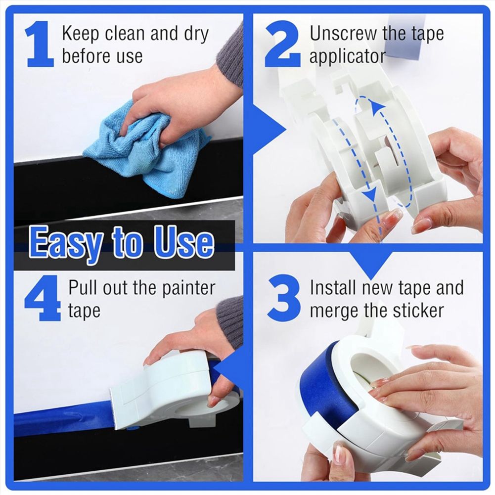 1pc New Painter Masking Tape Applicator Dispenser Machine Adhesive Tape with Tape Cutting Tool for Repair Beautify Crack in Tile Durable ABS Handheld Tape Applicator