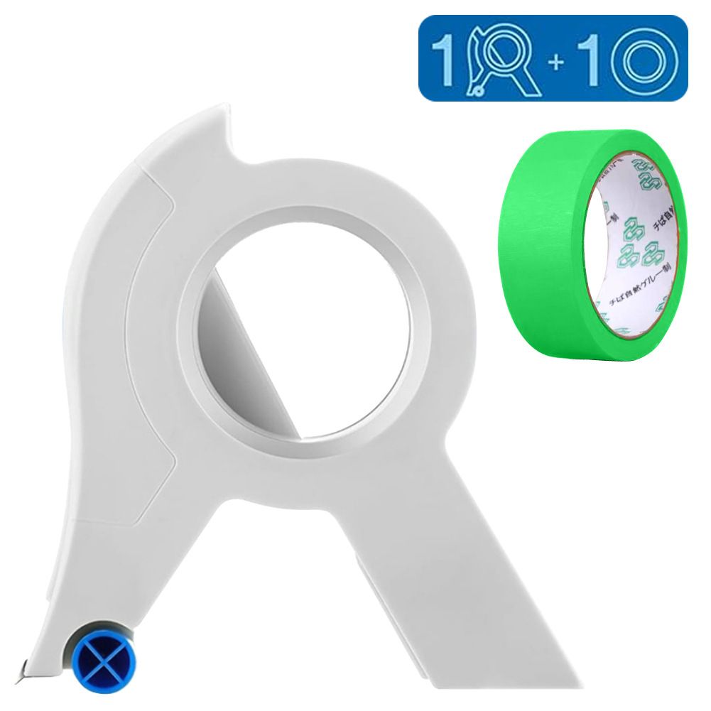 1pc New Painter Masking Tape Applicator Dispenser Machine Adhesive Tape with Tape Cutting Tool for Repair Beautify Crack in Tile Durable ABS Handheld Tape Applicator