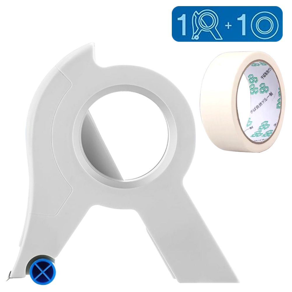 1pc New Painter Masking Tape Applicator Dispenser Machine Adhesive Tape with Tape Cutting Tool for Repair Beautify Crack in Tile Durable ABS Handheld Tape Applicator