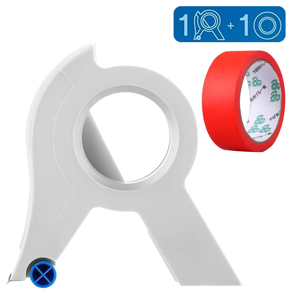 1pc New Painter Masking Tape Applicator Dispenser Machine Adhesive Tape with Tape Cutting Tool for Repair Beautify Crack in Tile Durable ABS Handheld Tape Applicator