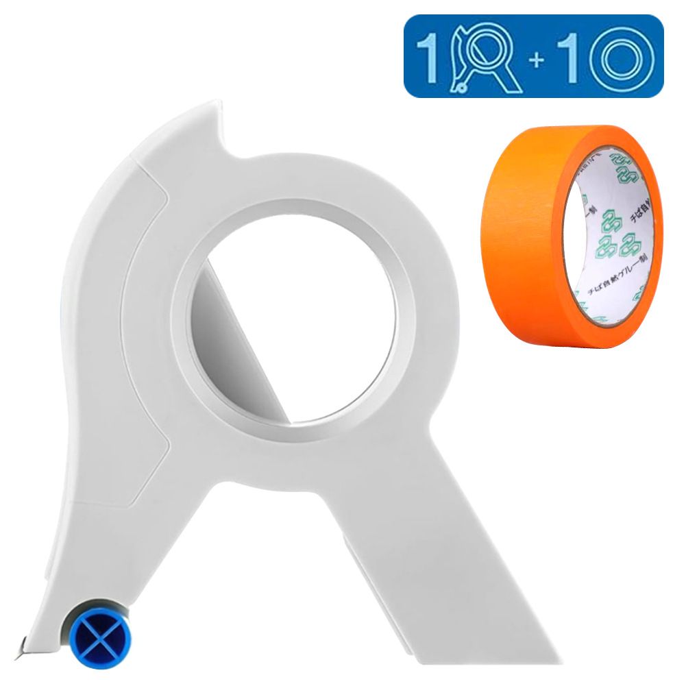 1pc New Painter Masking Tape Applicator Dispenser Machine Adhesive Tape with Tape Cutting Tool for Repair Beautify Crack in Tile Durable ABS Handheld Tape Applicator