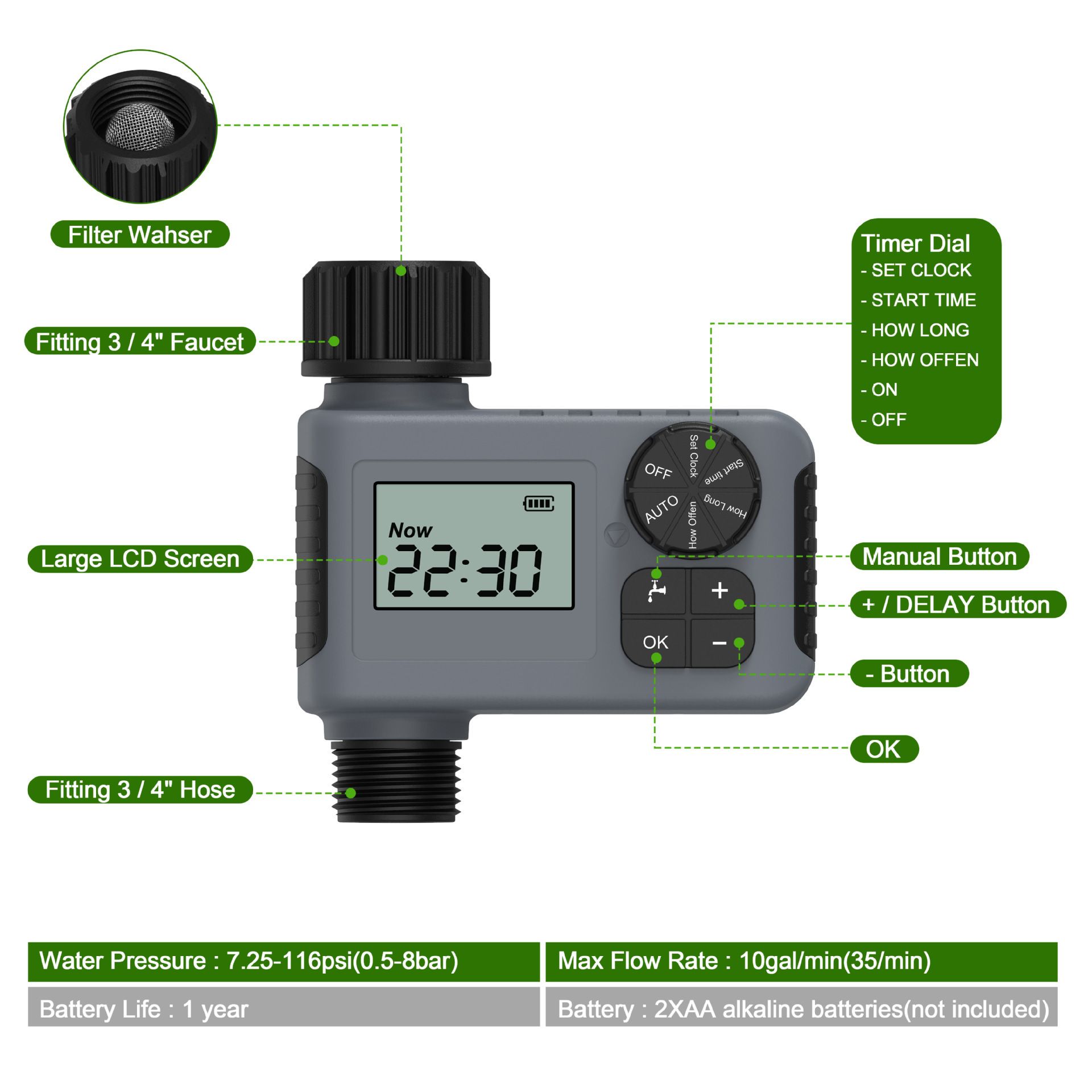 New Smart Irrigation Timer, Outdoor Garden Plant Watering Automatic Controller with Watering Knob