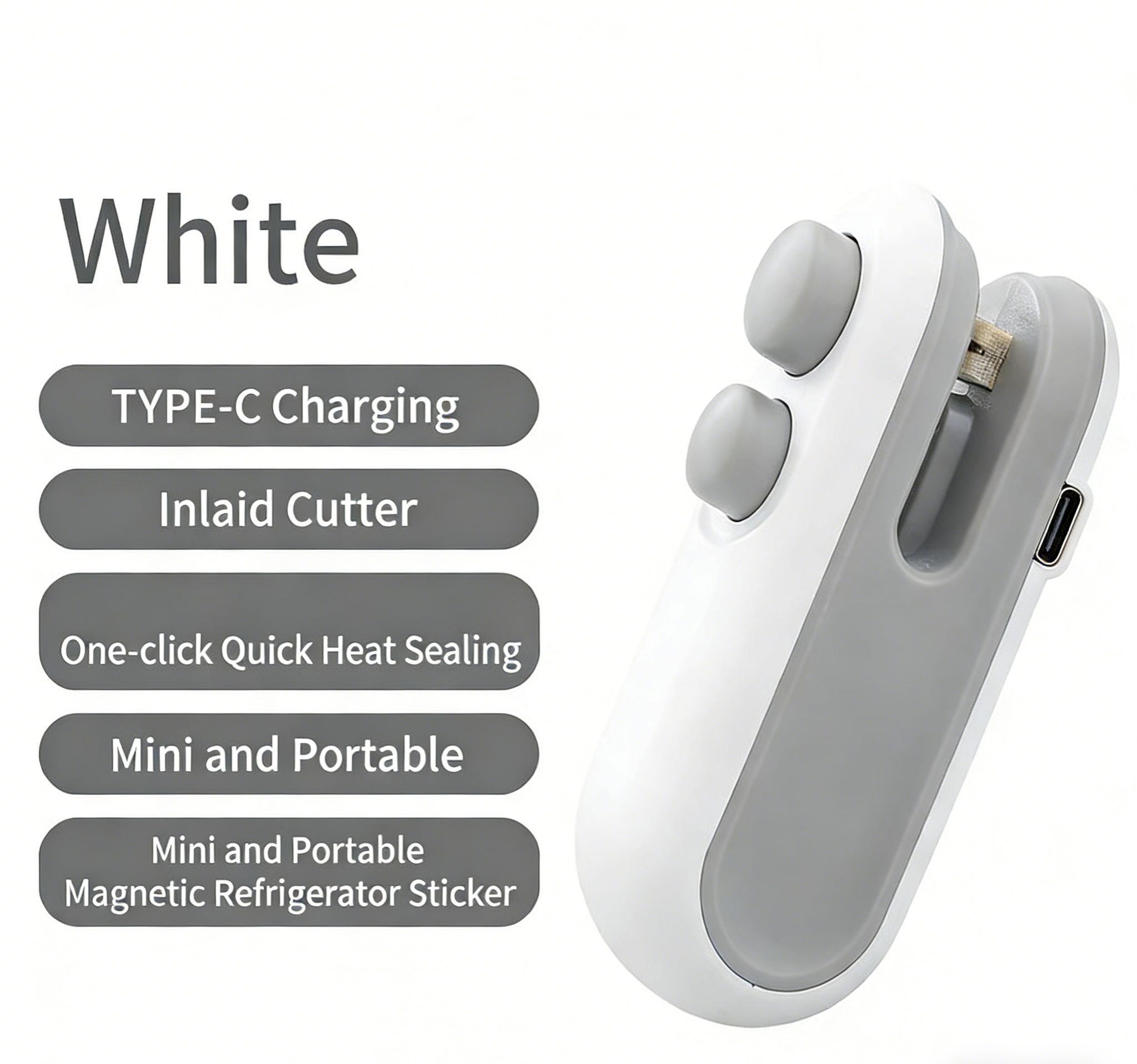 Mini Portable Sealer & Cutter 2-in-1 – USB Rechargeable Heat Sealer for Plastic Bags, Food Storage & Snacks