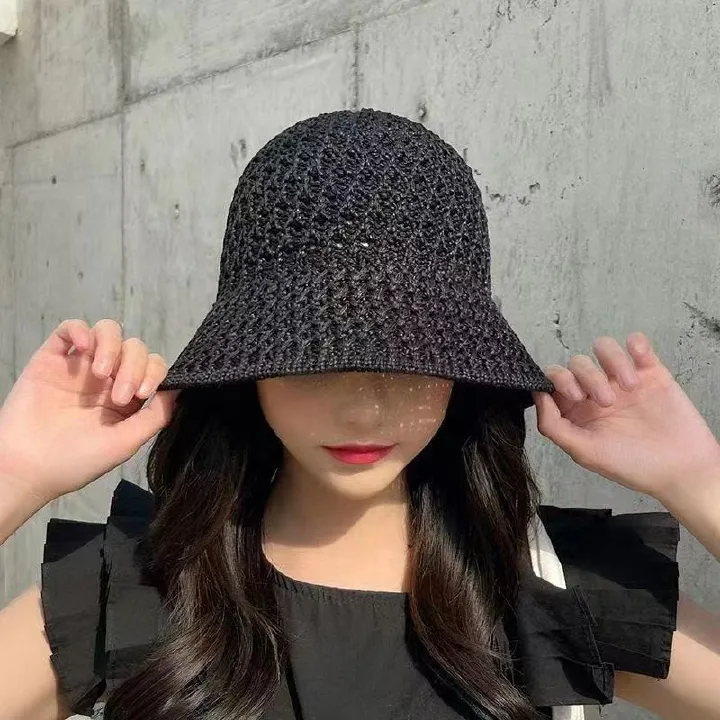 Beach Korean Straw Hat Summer Women Visor Bucket Hat Fisherman Hat Hand Weaving Panama Girl Fishing Chapeau Sun Hats for Women