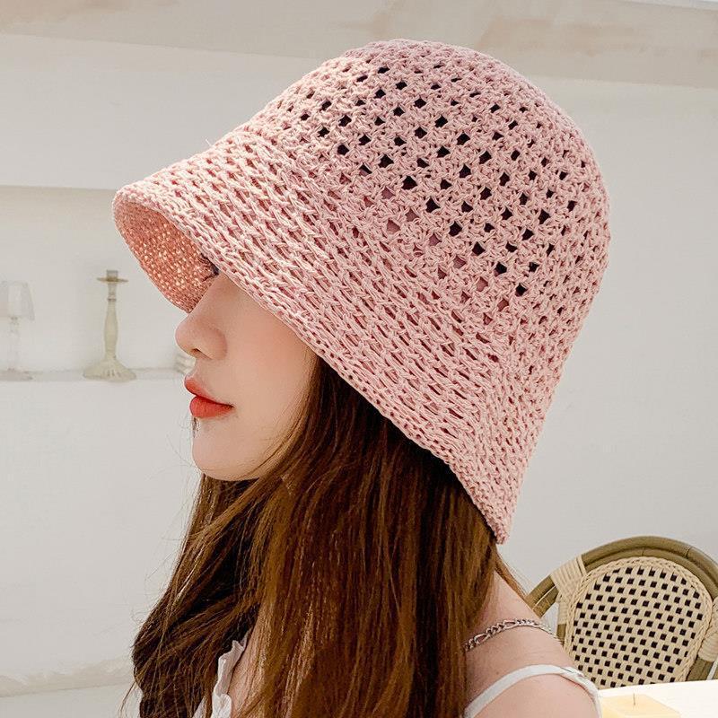 Beach Korean Straw Hat Summer Women Visor Bucket Hat Fisherman Hat Hand Weaving Panama Girl Fishing Chapeau Sun Hats for Women