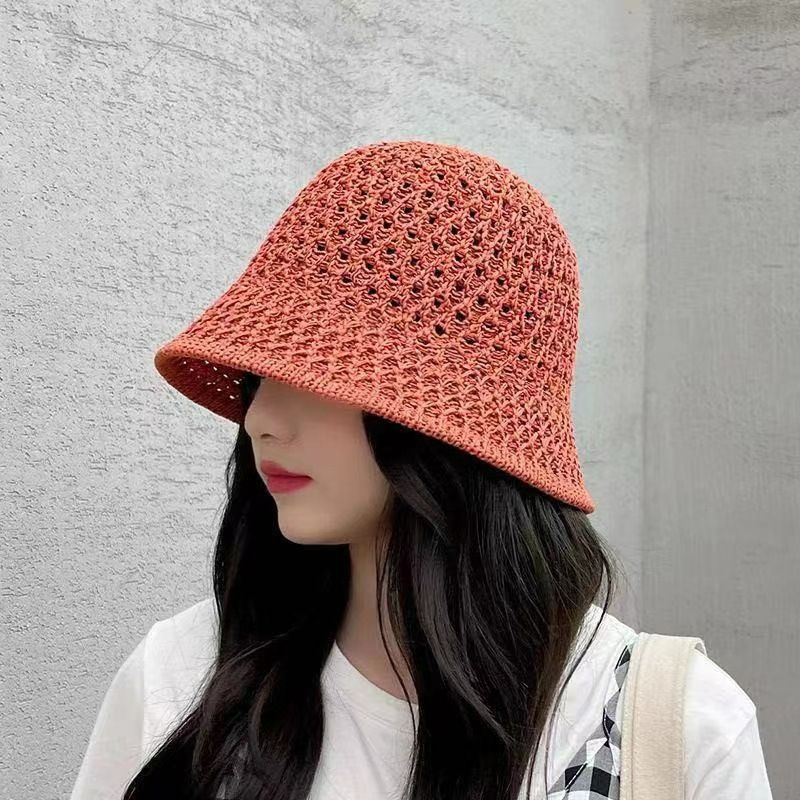 Beach Korean Straw Hat Summer Women Visor Bucket Hat Fisherman Hat Hand Weaving Panama Girl Fishing Chapeau Sun Hats for Women