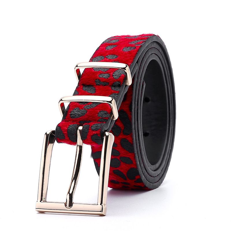 Female Belt Horsehair Belt With Leopard Pattern Jeans Belt Rose Gold Metal Buckle Hot Sales Pu Belt Accessories For Women