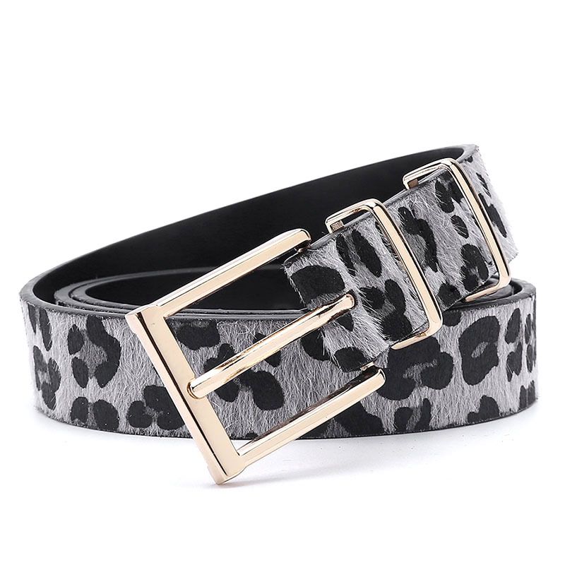 Female Belt Horsehair Belt With Leopard Pattern Jeans Belt Rose Gold Metal Buckle Hot Sales Pu Belt Accessories For Women