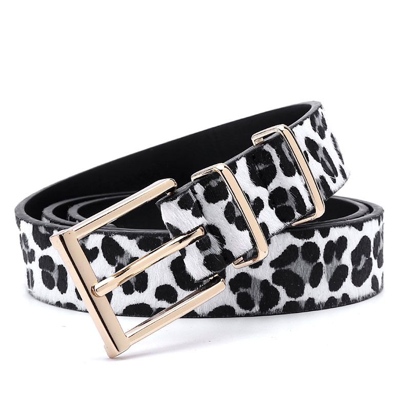 Female Belt Horsehair Belt With Leopard Pattern Jeans Belt Rose Gold Metal Buckle Hot Sales Pu Belt Accessories For Women