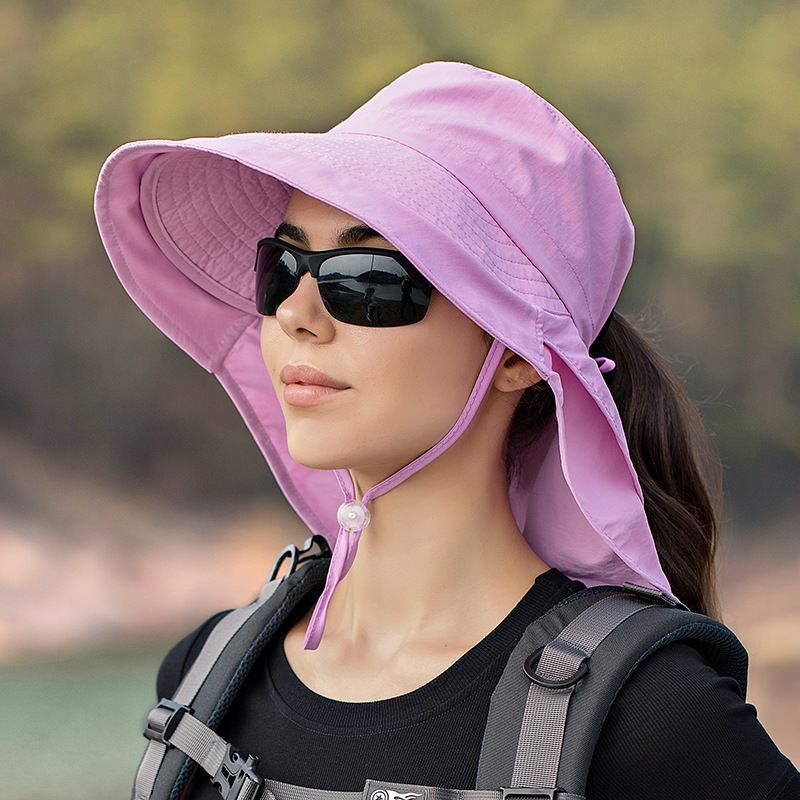 Summer Bucket Hats for Women Big Brim Mountaineering Outdoor Eye Protection Sunscreen Cap Sun Hat Designer Lightweight Ponytail Hole Visor Hats