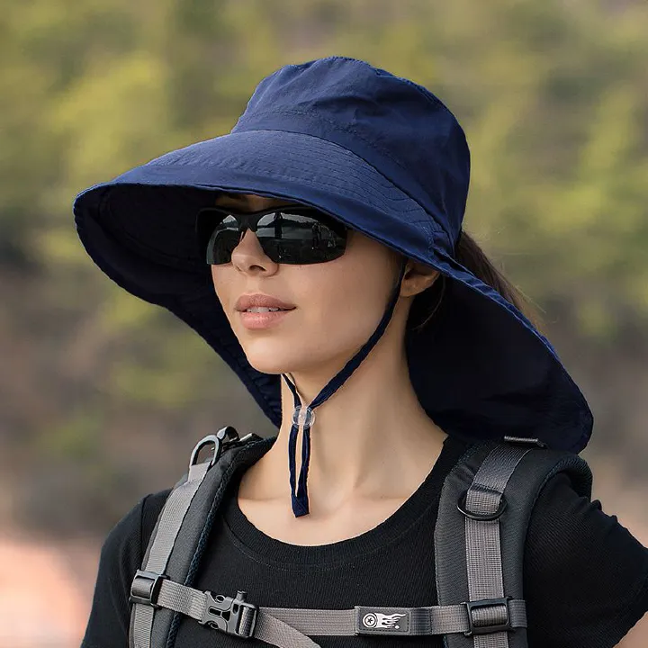 Summer Bucket Hats for Women Big Brim Mountaineering Outdoor Eye Protection Sunscreen Cap Sun Hat Designer Lightweight Ponytail Hole Visor Hats