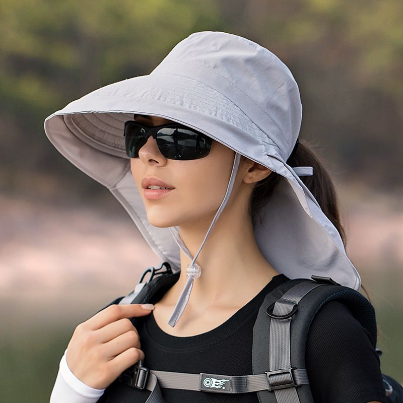 Summer Bucket Hats for Women Big Brim Mountaineering Outdoor Eye Protection Sunscreen Cap Sun Hat Designer Lightweight Ponytail Hole Visor Hats