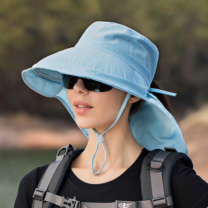 Summer Bucket Hats for Women Big Brim Mountaineering Outdoor Eye Protection Sunscreen Cap Sun Hat Designer Lightweight Ponytail Hole Visor Hats