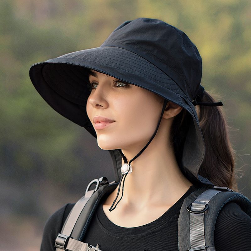 Summer Bucket Hats for Women Big Brim Mountaineering Outdoor Eye Protection Sunscreen Cap Sun Hat Designer Lightweight Ponytail Hole Visor Hats