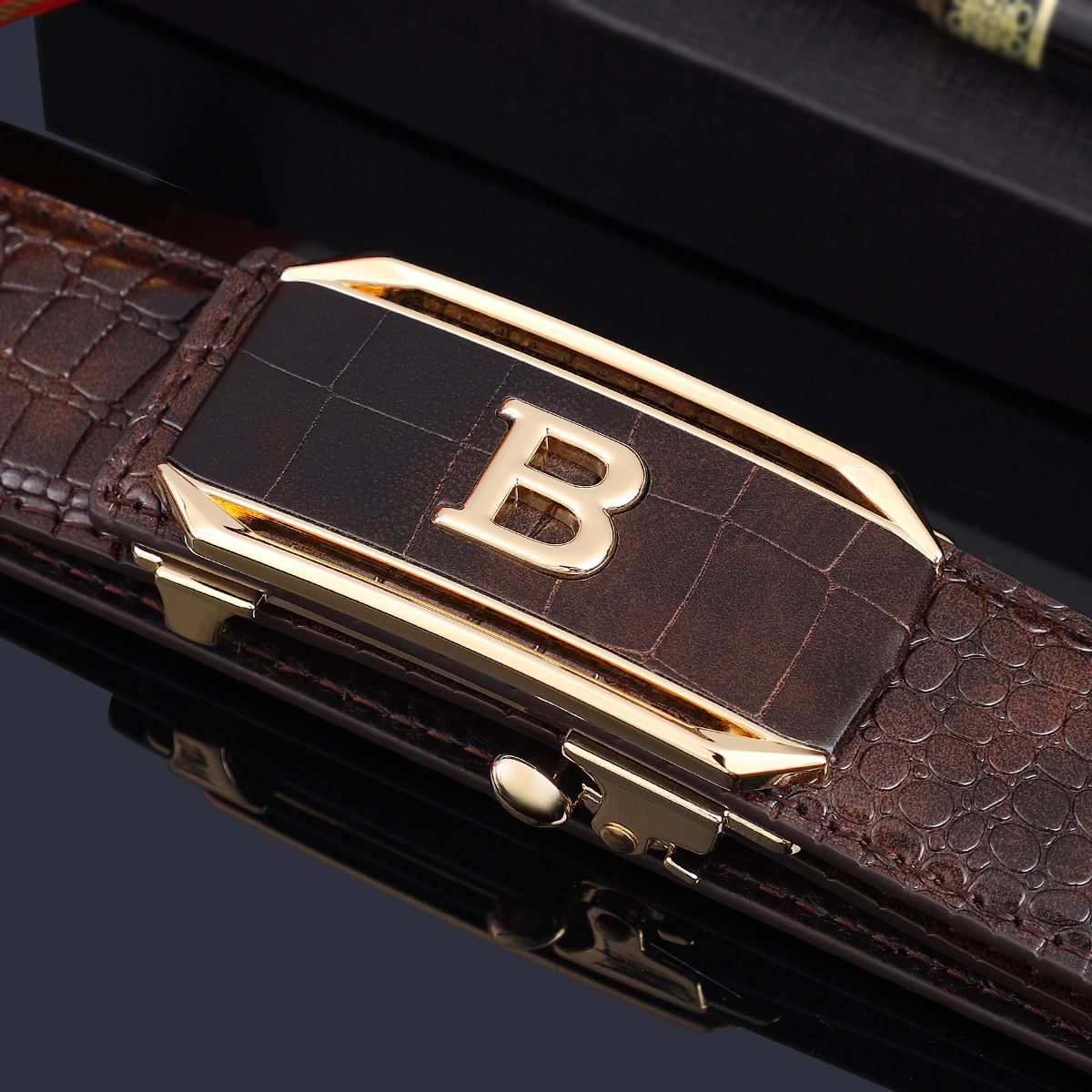 Men's Automatic Buckle Genuine Leather Cowhide Belt New Crocodile Pattern Fashion Bersatile Belt for Men Business Work Casual Designer Fashion Strap