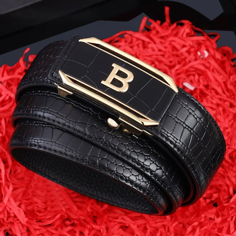 Men's Automatic Buckle Genuine Leather Cowhide Belt New Crocodile Pattern Fashion Bersatile Belt for Men Business Work Casual Designer Fashion Strap