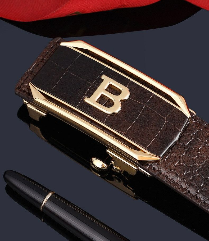 Men's Automatic Buckle Genuine Leather Cowhide Belt New Crocodile Pattern Fashion Bersatile Belt for Men Business Work Casual Designer Fashion Strap