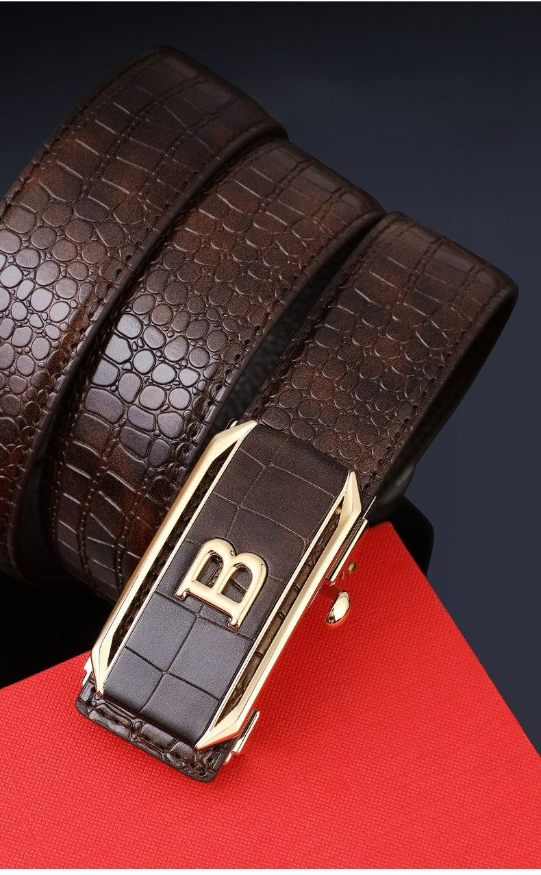 Men's Automatic Buckle Genuine Leather Cowhide Belt New Crocodile Pattern Fashion Bersatile Belt for Men Business Work Casual Designer Fashion Strap