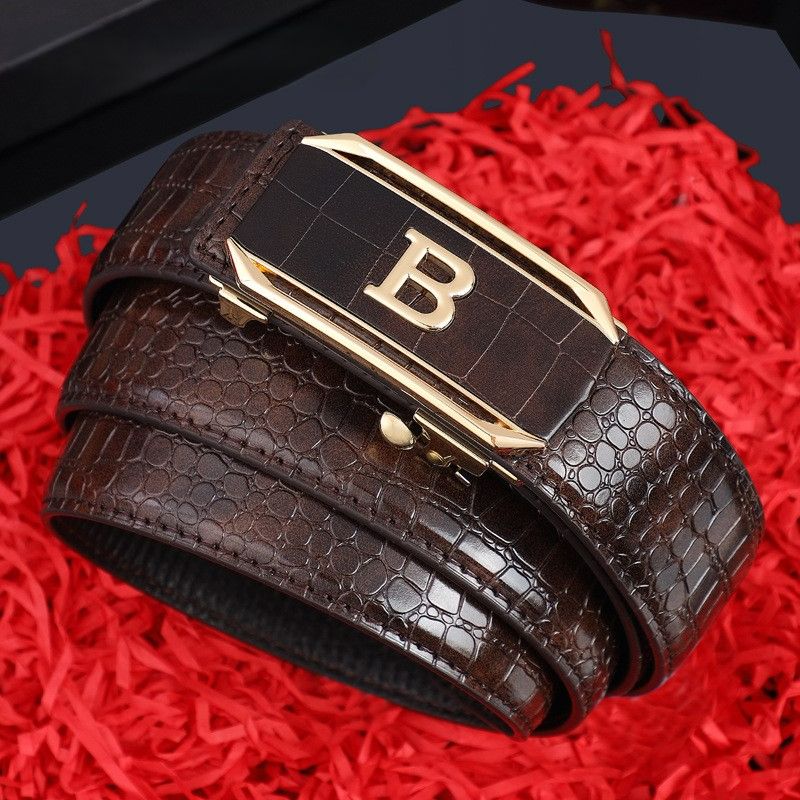 Men's Automatic Buckle Genuine Leather Cowhide Belt New Crocodile Pattern Fashion Bersatile Belt for Men Business Work Casual Designer Fashion Strap