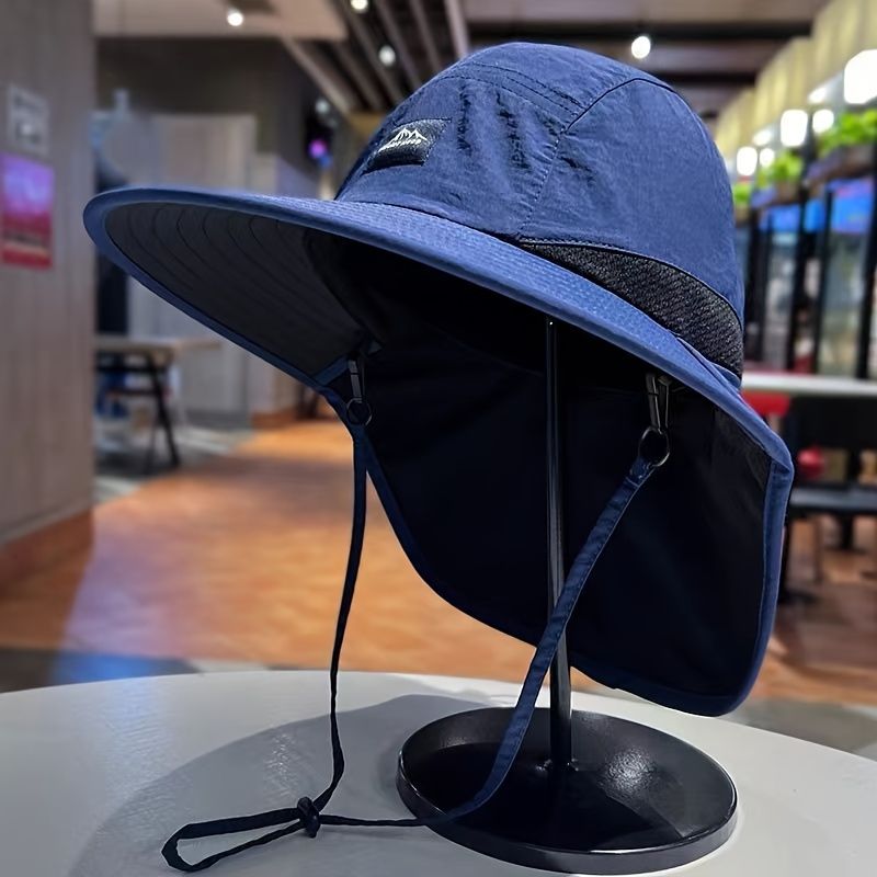 Unisex Wide Brim Waterproof Quick-drying Panama Caps Outdoor Sun Protection Hat Bucket Hats Mesh Breathable Sun Hat with Neck Flap