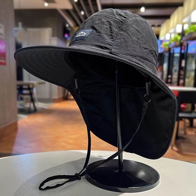 Unisex Wide Brim Waterproof Quick-drying Panama Caps Outdoor Sun Protection Hat Bucket Hats Mesh Breathable Sun Hat with Neck Flap