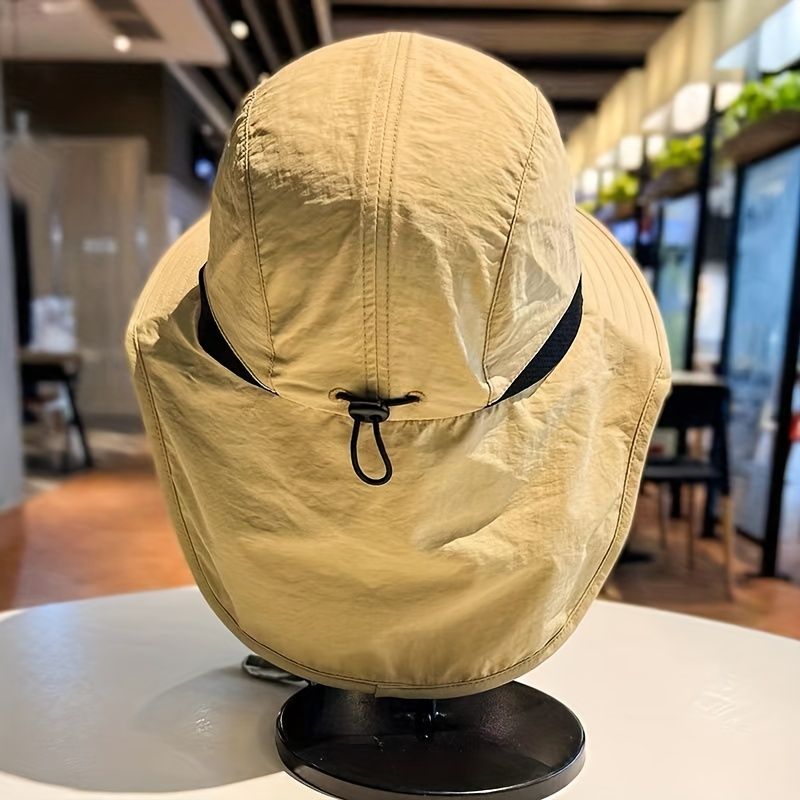 Unisex Wide Brim Waterproof Quick-drying Panama Caps Outdoor Sun Protection Hat Bucket Hats Mesh Breathable Sun Hat with Neck Flap