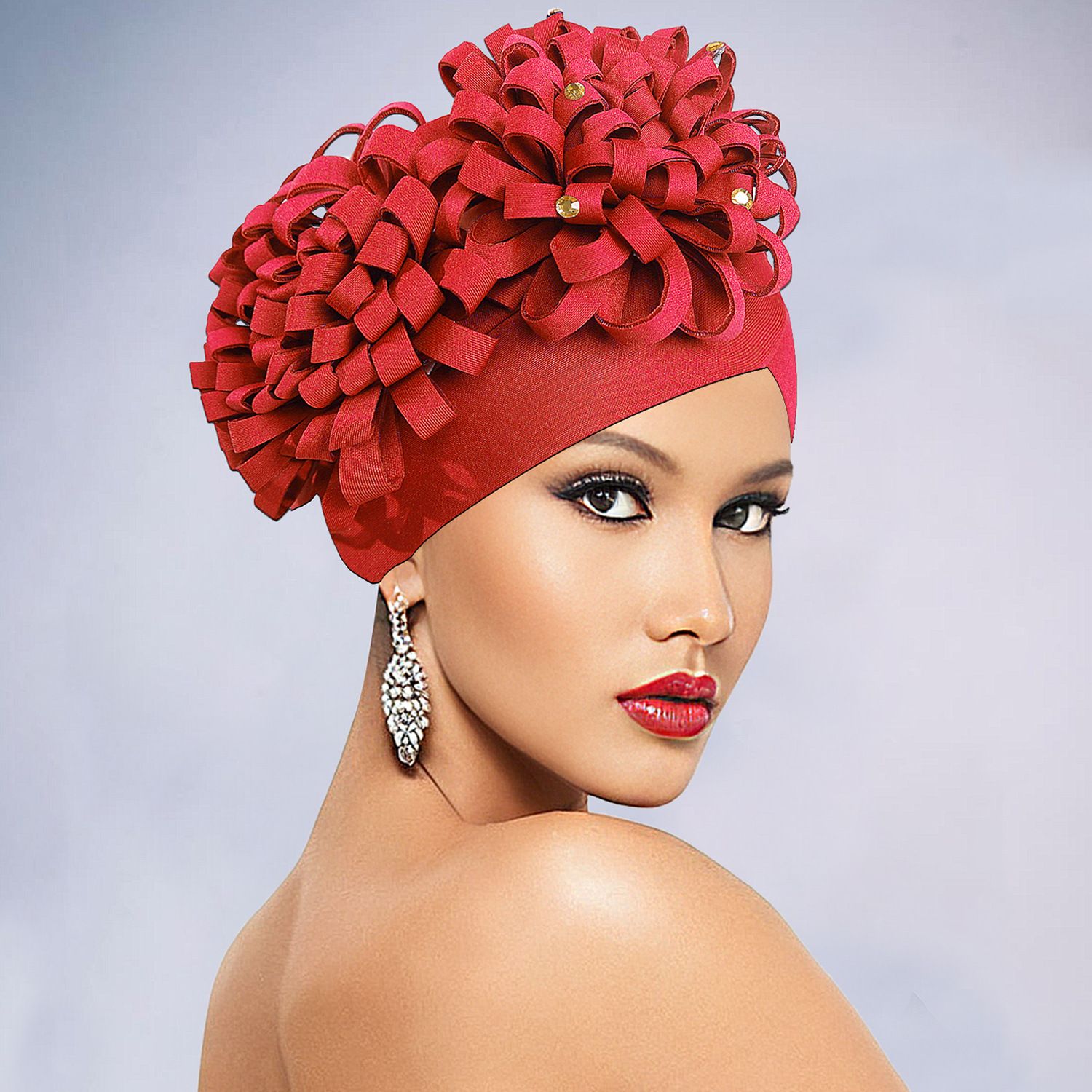 Stylish African Auto Gele Headtie Diamonds Women's Turban Cap Wedding Geles Muslim Head Wraps Bonnet